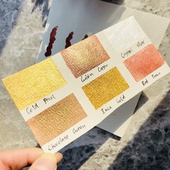 Csy Art Supplies Handmade Watercolors Paint Set – 6 Metallic Gold Colors Half Pa
