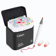 MARKERS SET Brush Fine Permanent Dual Tip Artist Sketch Art 61-Colors CALIART
