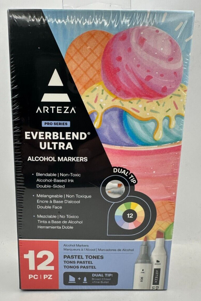 Arteza EverBlend Ultra Art Markers | Pastel Colors 12 PC (ARTZ-2147)