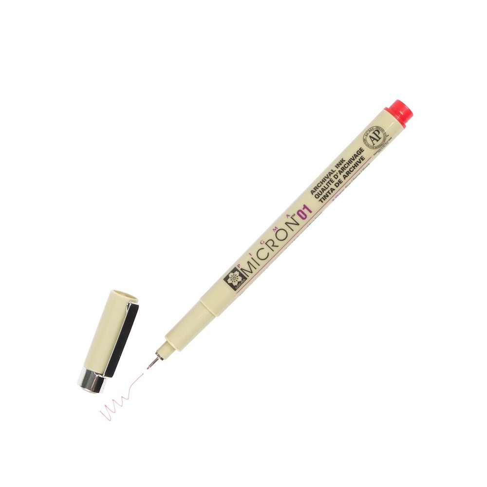 XSDK01-19 Sakura Pigma Micron 01 Marker Pen, 0.25mm Tip, Red, Pack of 10