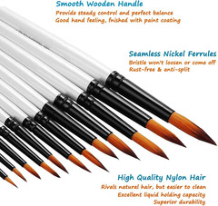 Acrylic Paint Brushes Set, 12Pcs Professional Round-Pointed Tip Artist Paintbrus