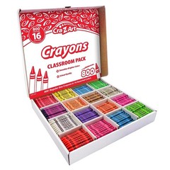 Cra-Z-Art Crayon Bulk Class Pack 800Ct 16 Assorted Colors Back To School Supply
