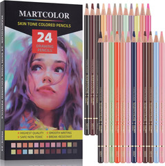 24 Colors Skin Tone Colored Pencils for Portraits and Skintone Artists, Oil Colo