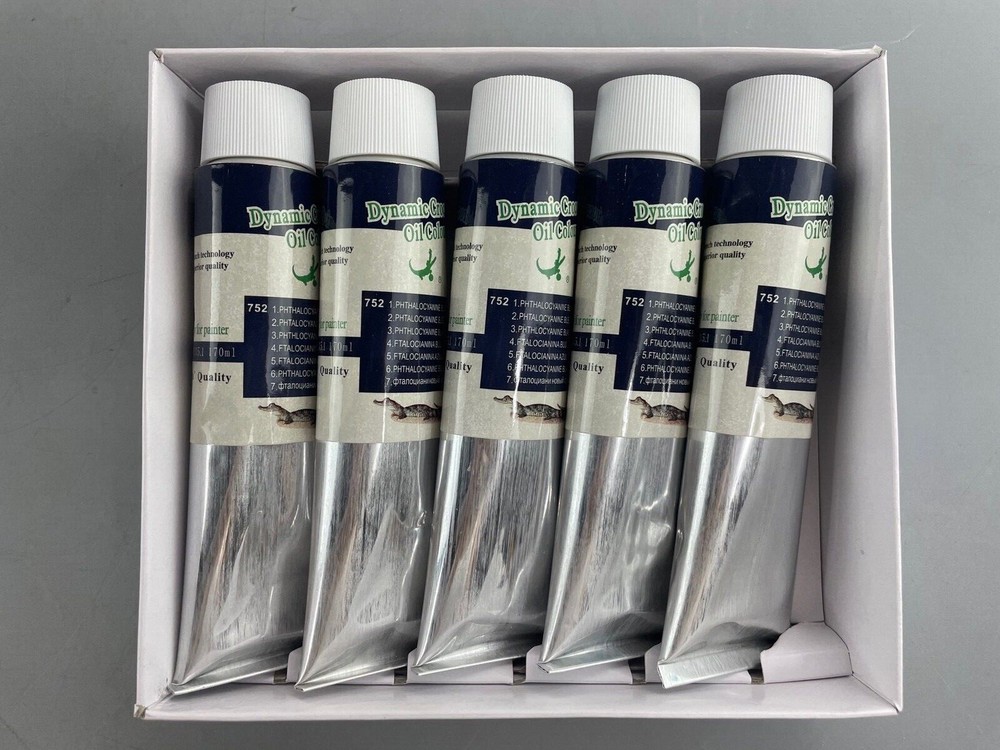 Pack of 5 “Dynamic Crocodile” Oil Paint. Phthalocyanine Blue. 170 ml. #752