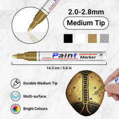 Paint Markers 4 Colors Oil Based Paint Pens – Gold, Silver, Black & White Perman
