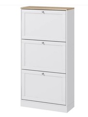 Modern Shoe Storage Cabinet, 3 Flip Drawers, Adjustable Shelves, for 18 Pairs, W