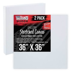 36″ x 36″ Gallery Depth 1-1/2″ Profile Stretched Canvas 2-Pack – Gesso Primed