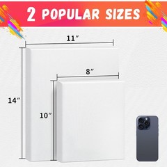 Stretched Canvas for Painting, 8″x10″, 11″x14″, Pack of 2, Pre-Primed Canvase…