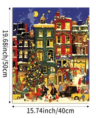 Christmas Town Paint by Number Kit 16×20″ Canvas Holiday Village City Street New