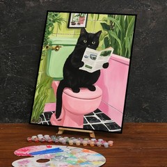 Paint by Numbers Kit for Adults Beginner, Black Cat Adult Paint by Number Kit…