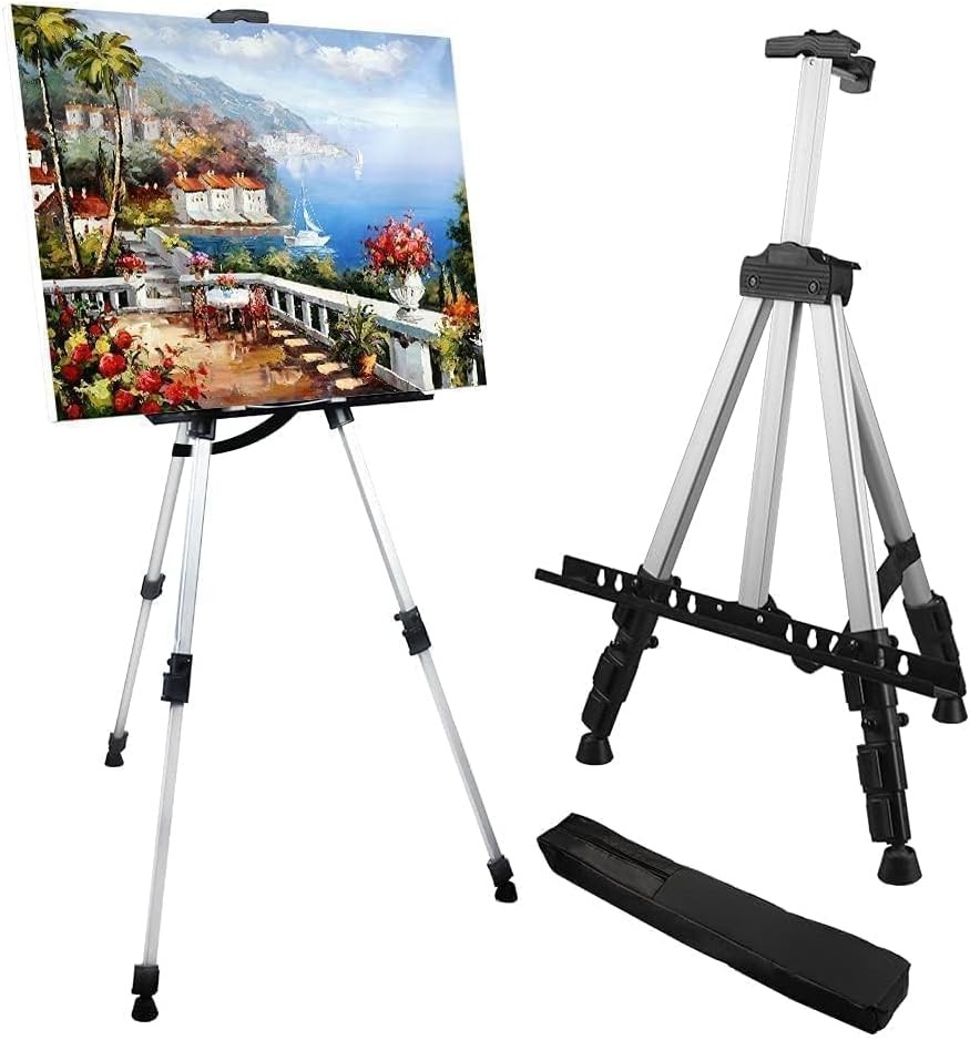 Art Easel Stand for Painting and Sign – Aluminum 66 Inch Metal Tripod Adjustabl