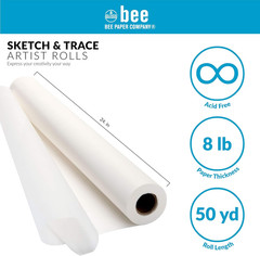 Bee Paper 24″ X 50 Yds Sketch and Trace Roll, White