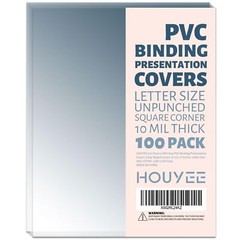 100 Pack Clear Binding Presentation Covers, PVC Report Covers,10 Mil,8-1/2 x 11″