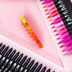 36pcs Colored Marker Dual Tip Brush Set with Fine Liner & Soft Head Brush Tips