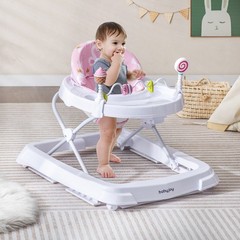 Foldable Baby Activity Walker with Adjustable Height and Detachable Seat Cush…