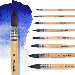MEEDEN Watercolor Brushes Professional – 9 Pack Synthetic Squirrel Hair Artist