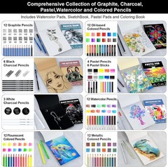 109 Drawing Set Sketching Kit, Pro Art Supplies with Fluorescent, Colored, Wa…