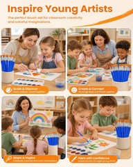 Small Paint Brushes Bulk, 160 Pcs Flat Tip round Acrylic Paint Brushes for Kids