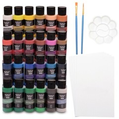 24 Colors 60ml Acrylic Paint Waterproof Set for Kids Beginner with Brush palette