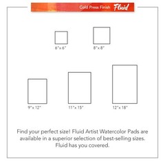 Fluid Watercolor Fold Over Pad 12 x 18 inches 20 White Sheets 140 lb 300 GSM …
