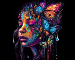 DIY Paint by Numbers Colorful Girl 16” x 20”, & Butterfly