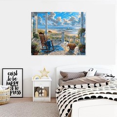 Beach Landscape Paint by Numbers Kit for Adults, 16x20in, Art Deco