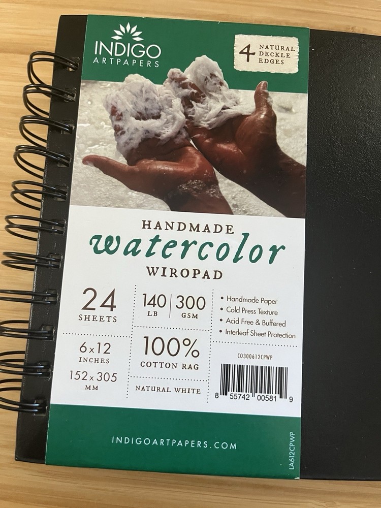 NEW Indigo Watercolor WiroPad 24 Sheets 6X12 inches 140LB 300GSM 100% Cotton