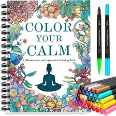 Adult Coloring Book for Women with 36 Dual-Tip Markers, 30 Patterns Positive …