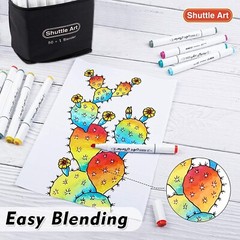 Shuttle Art 51 Colors Dual Tip Alcohol Based Art Markers, 50 Colors plus 1 Blend