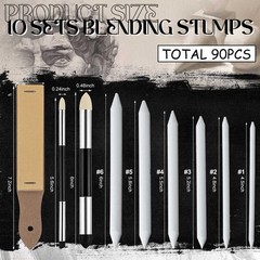 10 Drawing Blending Kits Bulk Set 60 Stumps 20 Sponge Tools Art Supplies