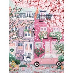 Pink Paint by Numbers Kit for Adults Beginner,City Landscape Adult Paint by Numb