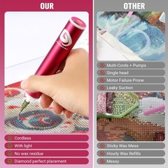 DAFENCHI Cordless Electric Diamond Painting Pen with Light, Hotpink