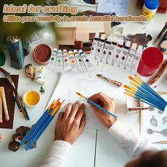 Acrylic Paint Set, 24 Colors 0.4 oz/Bottle with 12 Art Brushes, Art Supplies