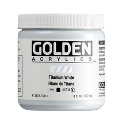 GOLDEN Heavy Body Acrylics, Titanium White, 8 fl. oz. Jar, Professional Acry…