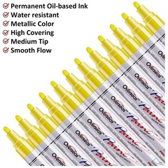 Yellow Paint Pens for Fabric, Plastic, Glass – 12 Pack