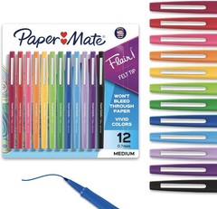 Felt Tip Pens Assorted Colors 12 Pack Medium Point 0.7mm for Arts Crafts Jour…
