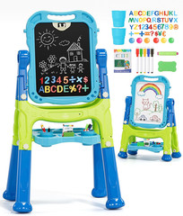 Easel for Kids, Adjustable Standing Art Easel for Kids 3 4, Magnetic Chalkboard