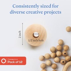Unfinished Wooden Ball Beads 2″ Diameter, 1/2″ Hole | Woodpeckers