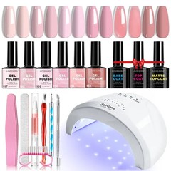 Gel Nail Polish Set 6 Color Set with UV Nail Light and Nail Tools, Soaking Nail