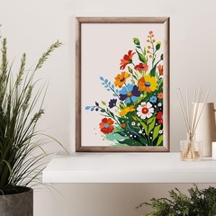 Framed Paint by Numbers Kit for 8*12 Inch, DG-OP-F-ColorfulFlowers-2030