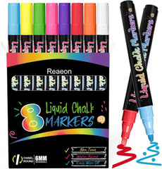 Reaeon Chalk Markers, Vibrant Color Liquid Chalk Pens, for Chalkboard, Blackboar