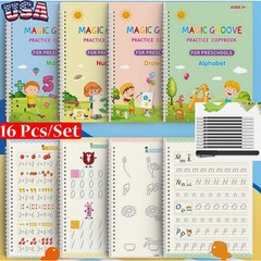 16Pcs Grooved Magic Practice Copybook Set Boys Girls Handwriting Book Practice