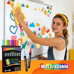Reaeon Chalk Markers, Vibrant Color Liquid Chalk Pens, for Chalkboard, Blackboar