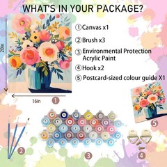 Arttoplus Flowers Paint by Numbers Kit for 16X20inch, MT21159-US