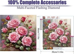 Pink Rose Diamond Painting Kits for Adults-Flowers Diamond Art Kits for Adults..