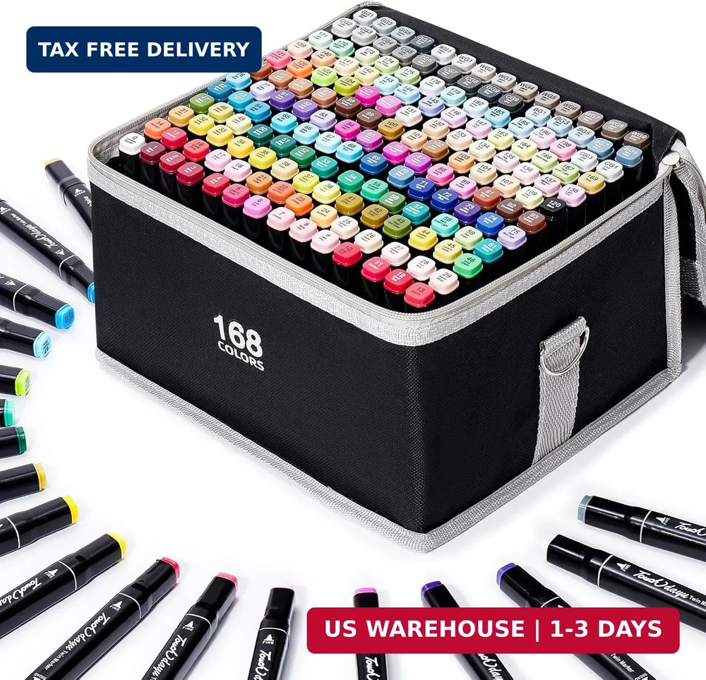 168 Colors Alcohol Markers Set Dual Tip Fine & Chisel Professional Art Marker…