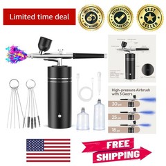 30PSI Airbrush Painting Kit with 3 Cups – Rechargeable, Lightweight & Portable