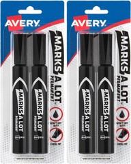 Quick-Dry Chisel Tip Black Permanent Markers – 2 Pack, Perfect for Any Surface