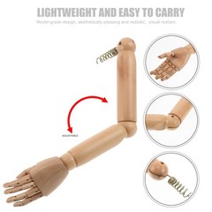 1 Pair Realistic Wooden Poseable Mannequin Hands Flexible Joints Display Arm
