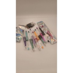Set of 10 DIY Beadable Pens Rhinestone Crystal Ballpoint Pens with Refills Multi